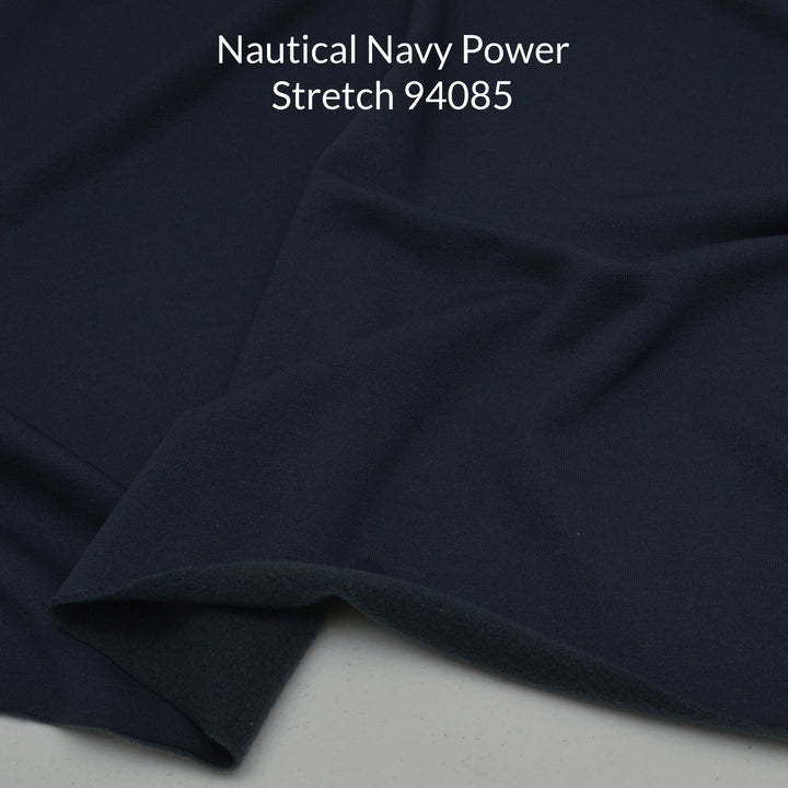 Nautical Dark Navy Blue Polartec Power Stretch Fleece Back 94085 Swatch