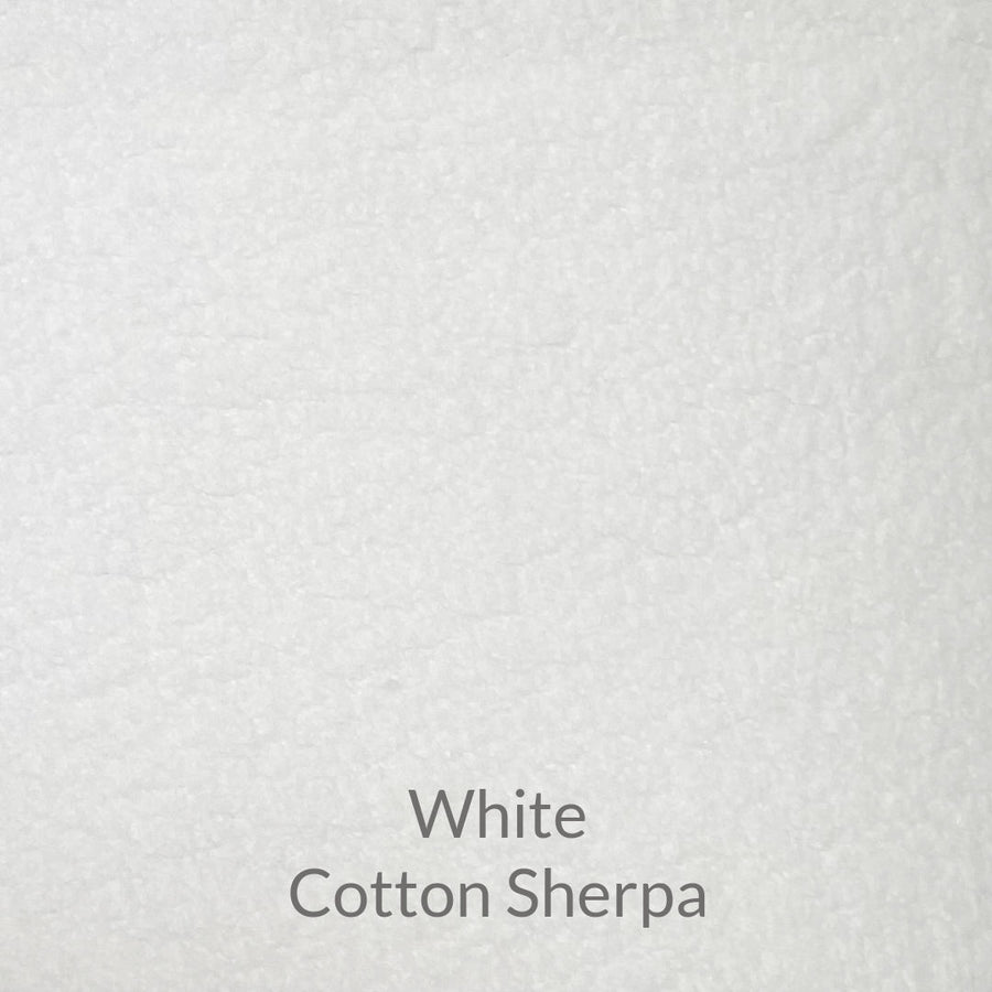 white cotton sherpa fabric with a smooth back side