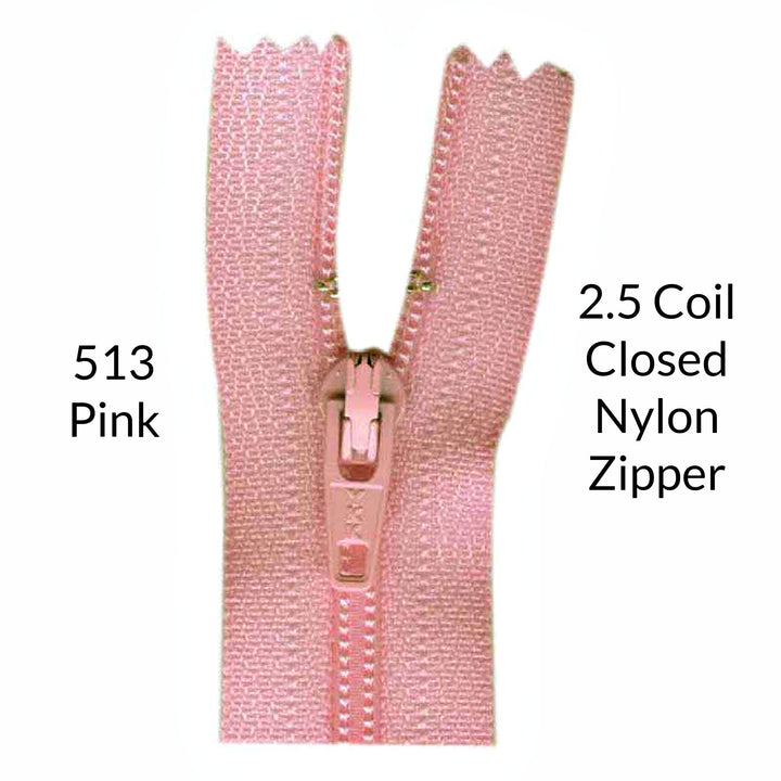 Light Pink 2.5 coil closed zipper on a white background