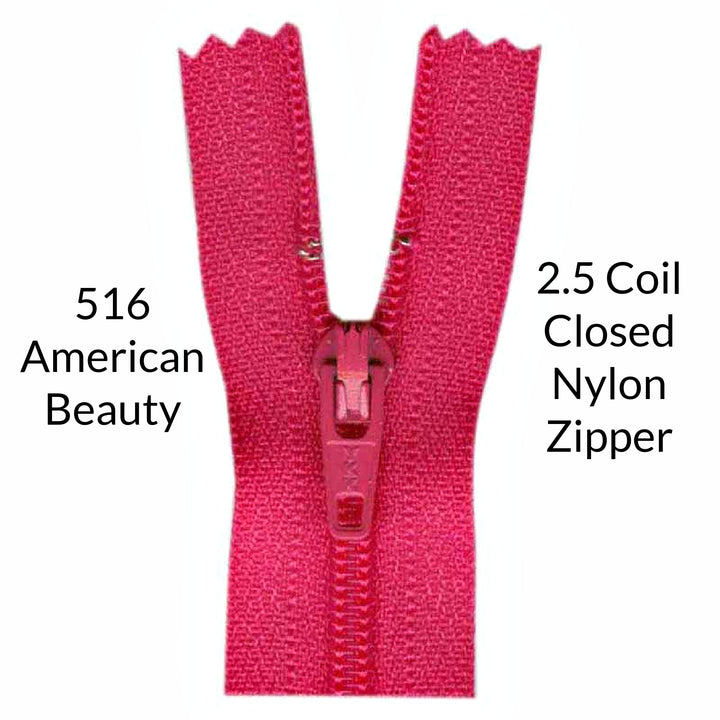 Dark Pink 2.5 coil closed zipper on a white background