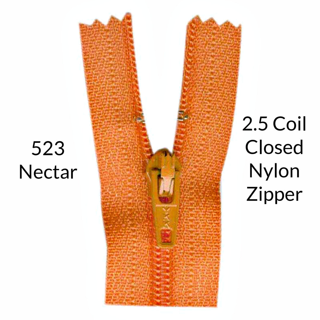 Orange Nectar 2.5 coil closed zipper on a white background