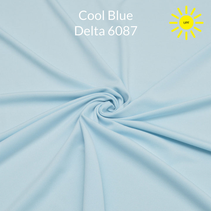 Cool very pale blue polartec delta fabric