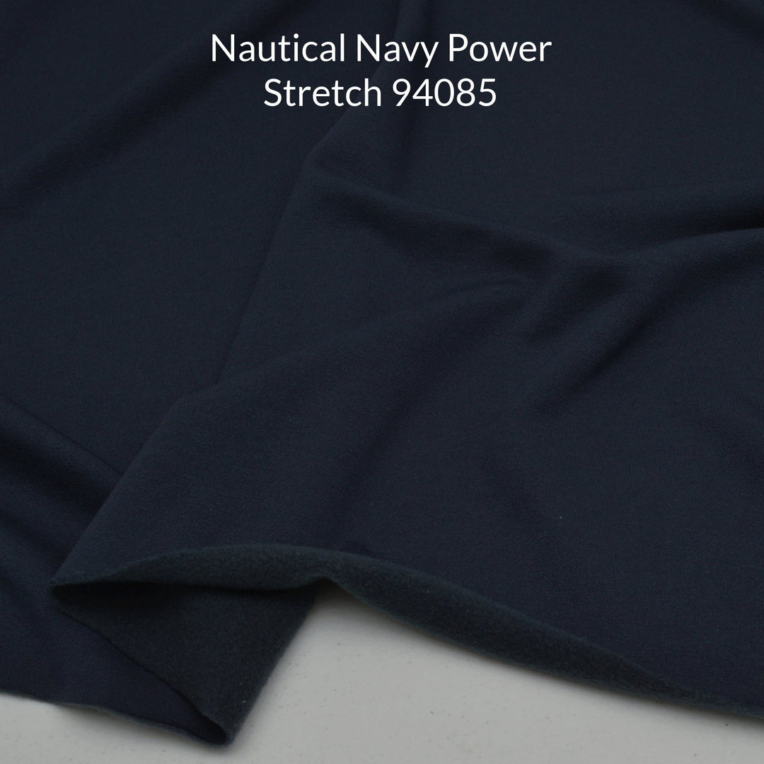 Nautical Dark Navy Blue Polartec Power Stretch Fleece Back 94085 Swatch
