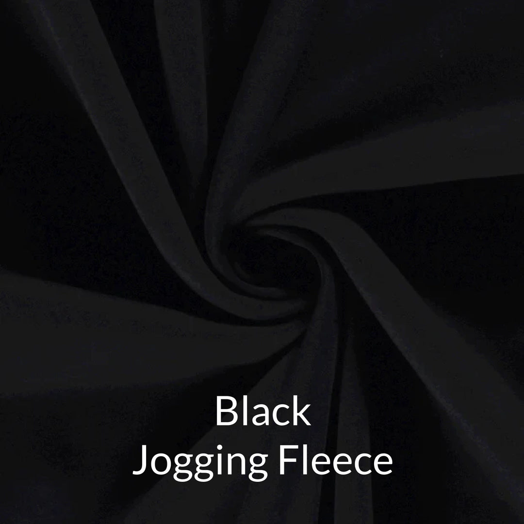Black heavyweight european knit jogging fleece fabric swatch