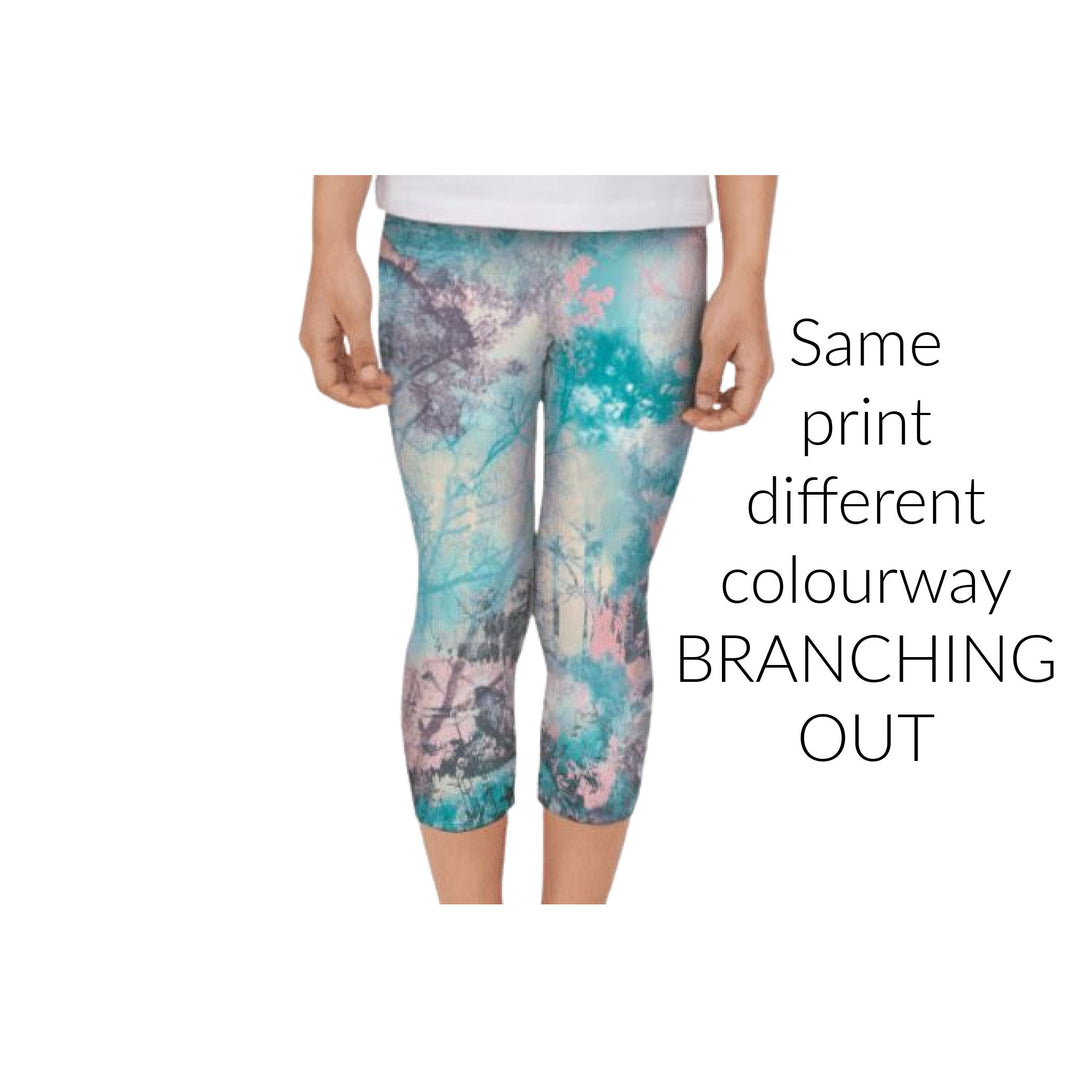 sample leggings in branching out print but different colourway