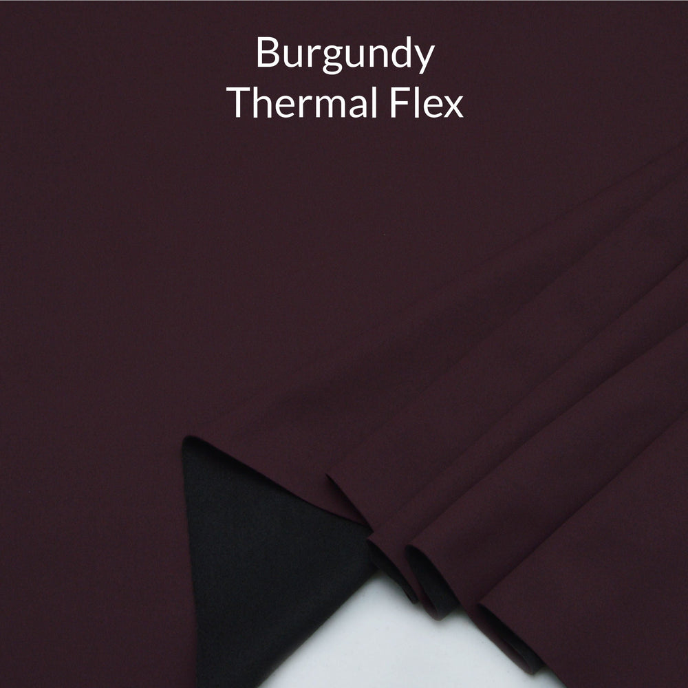 burgundy thermal flex fabric with folds to show face and wrong side