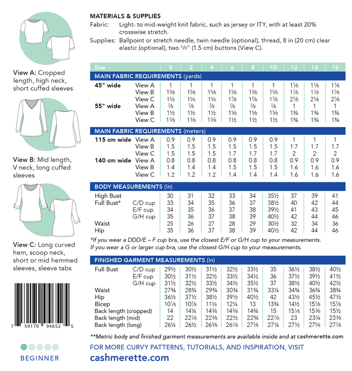 Cashmerette Paper Patterns