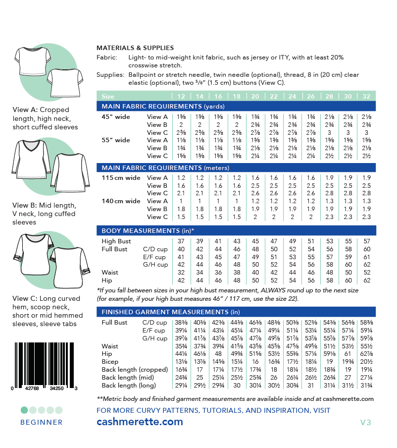 Cashmerette Paper Patterns