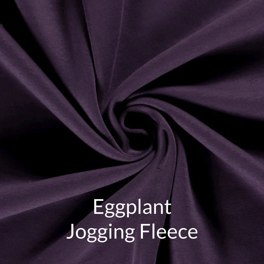 eggplant purple heavyweight european knit jogging fleece fabric swatch