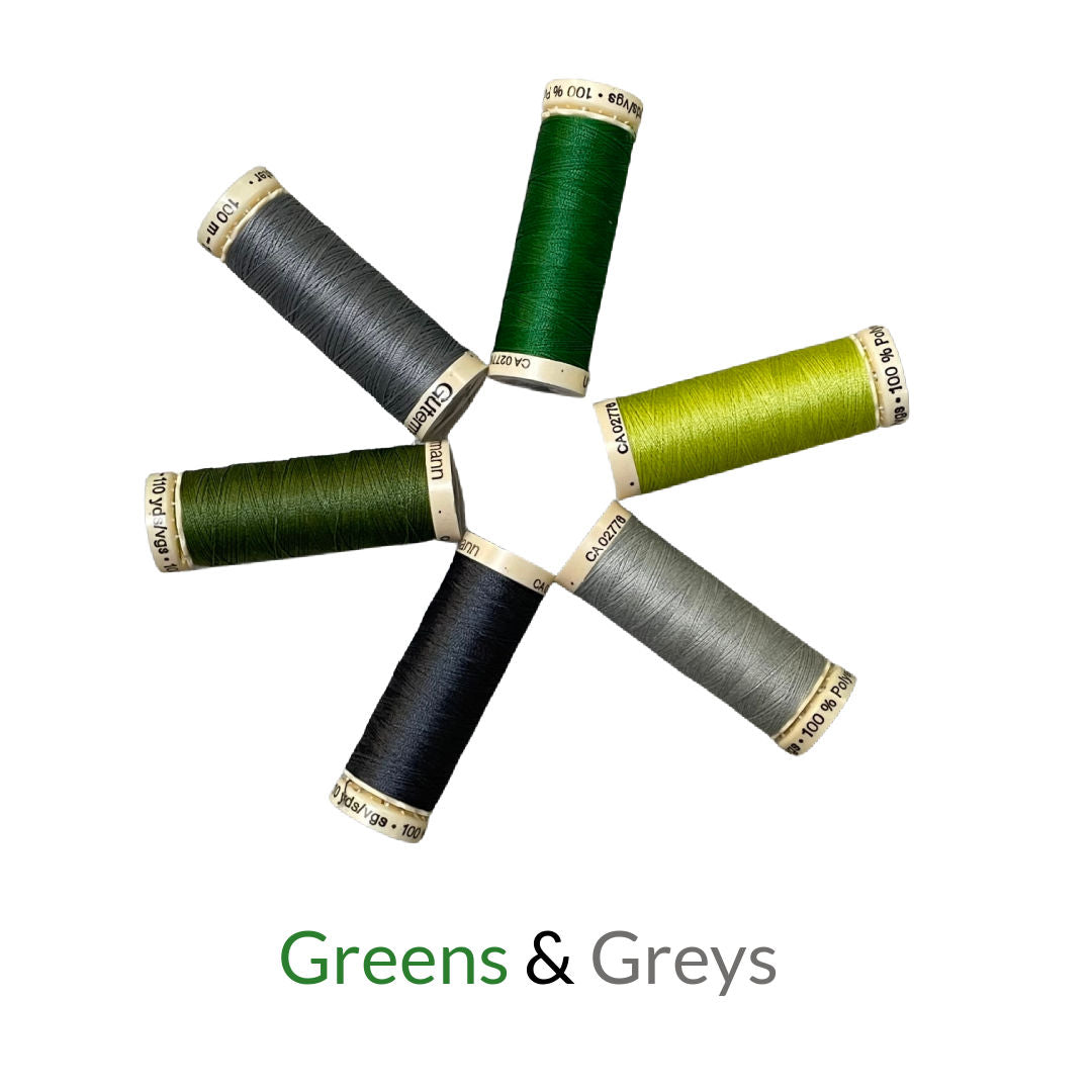 Thread Gutermann 100 m Greys and Greens Only – Discovery Fabrics