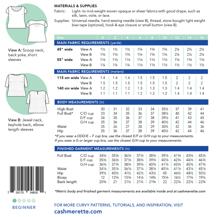 Cashmerette Paper Patterns