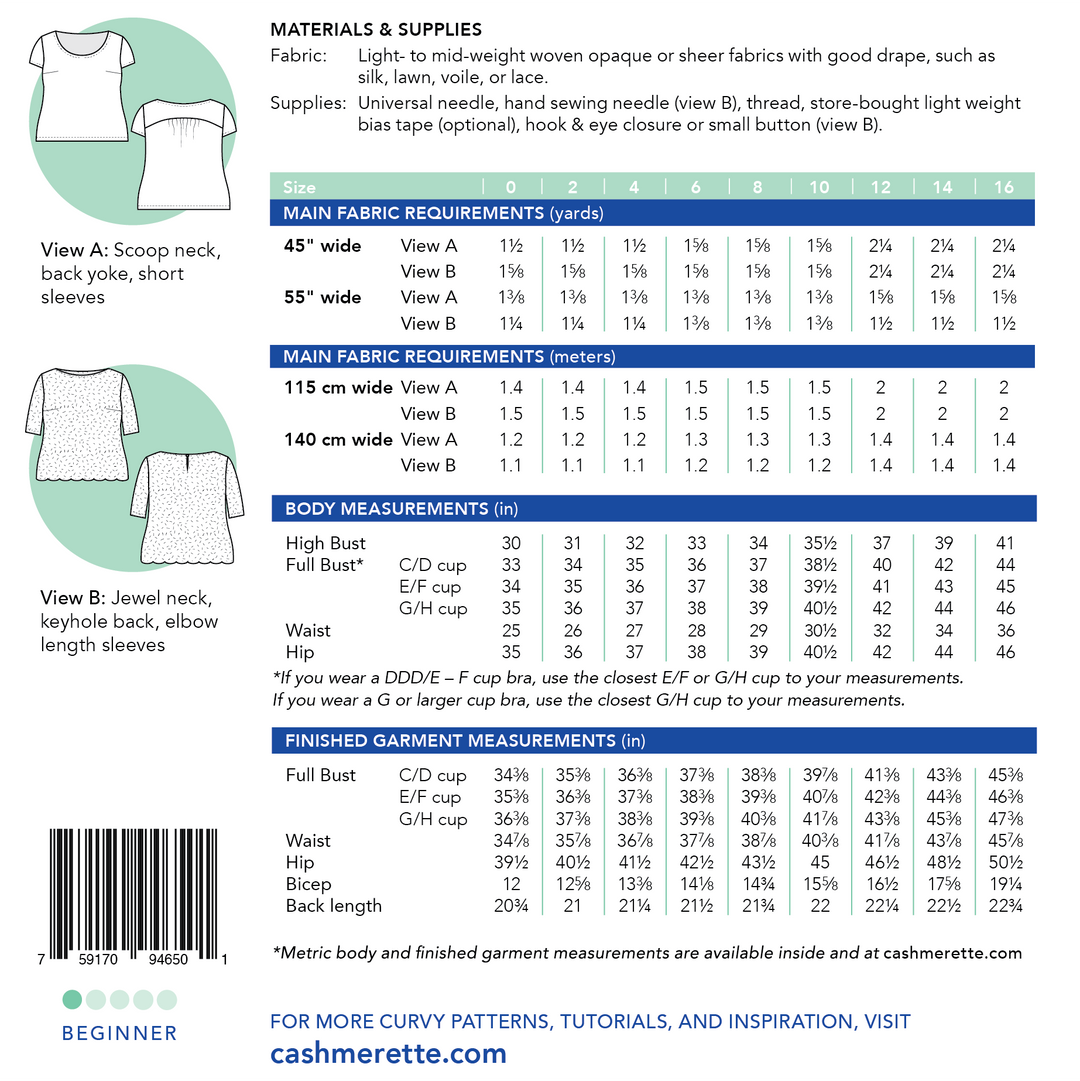 Cashmerette Paper Patterns