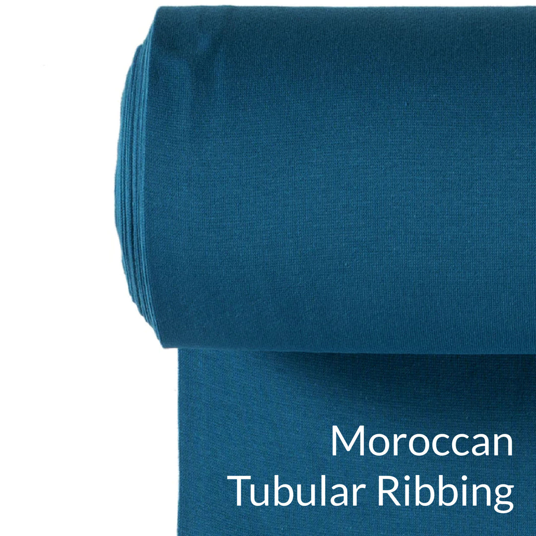 Moroccan blue euro knit tubular webbing swatch