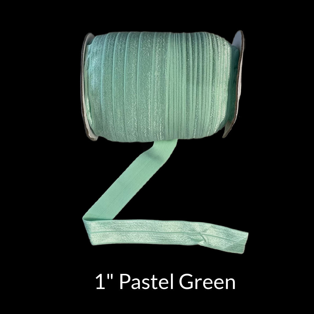 1 inch pastel mint green fold over elastic foe