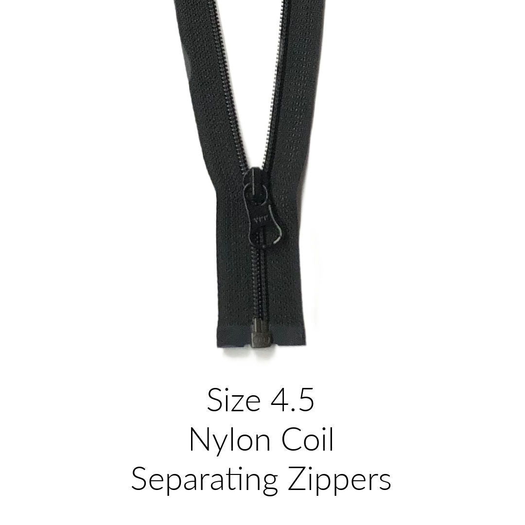 4.5 Coil Nylon Separating Open Zippers