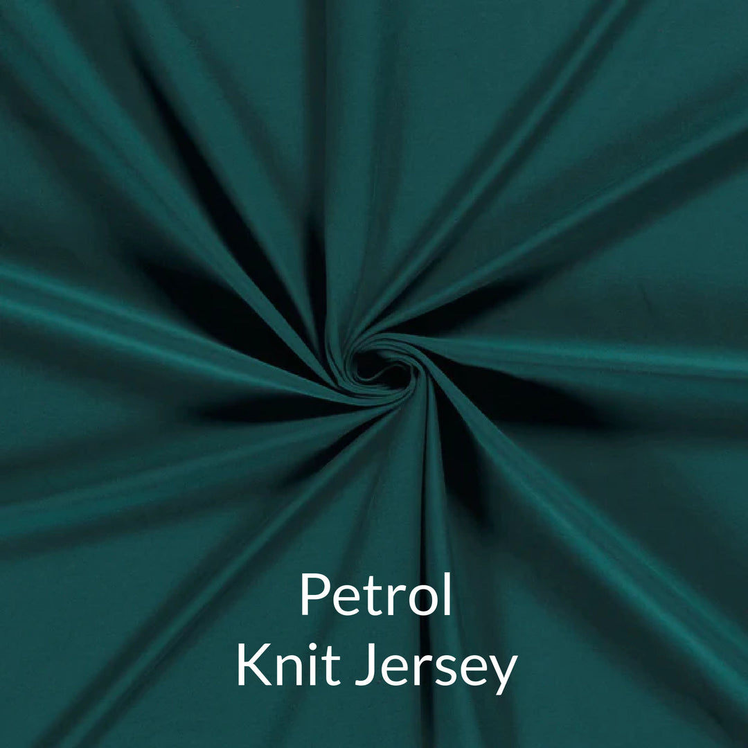 Petrol green teal fabric swatch of soft euro knit jersey