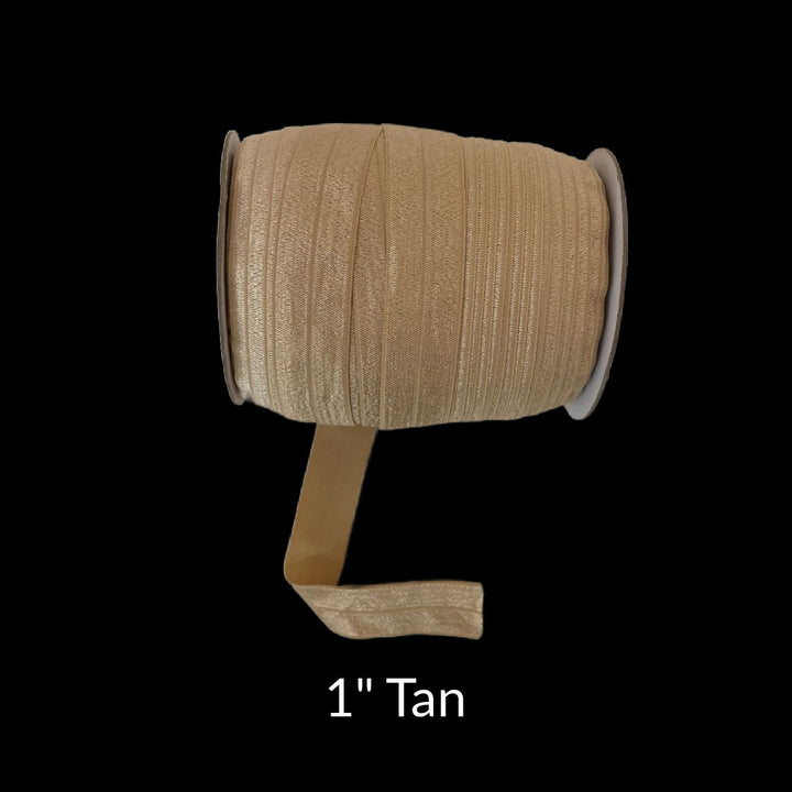 1 inch tan light brown beige fold over elastic foe