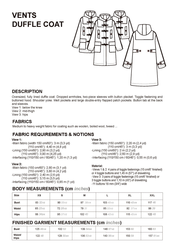 Vents duffle coat