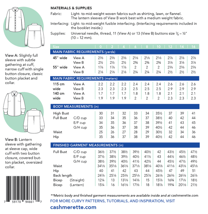 Cashmerette Paper Patterns