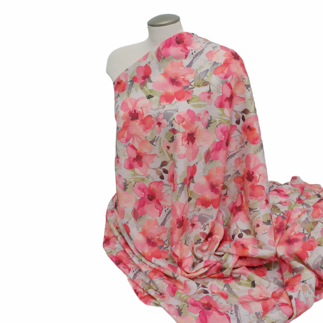 Mannequin wearing a swatch of Lauren Supposey linen blend fabric