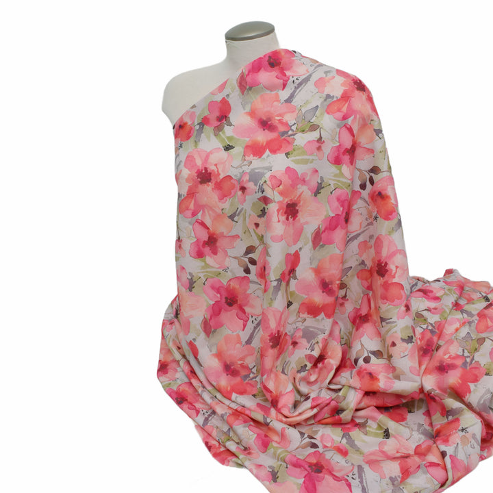 Mannequin wearing a swatch of Lauren Supposey linen blend fabric