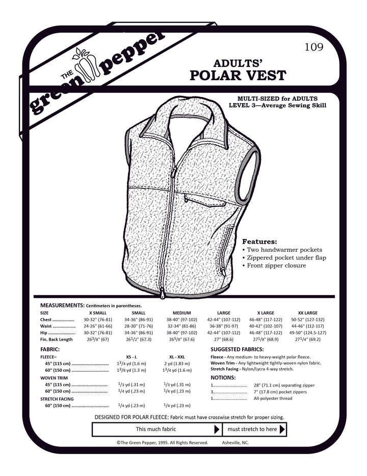 cover of sewing pattern for polar vest