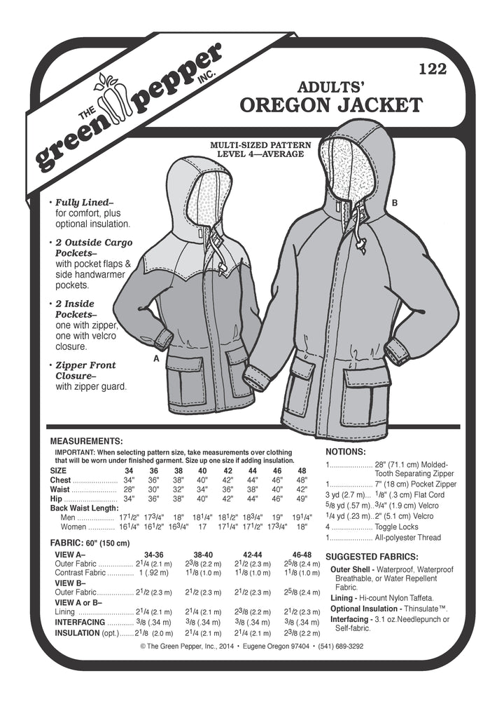 image of cover for oregon jacket sewing pattern