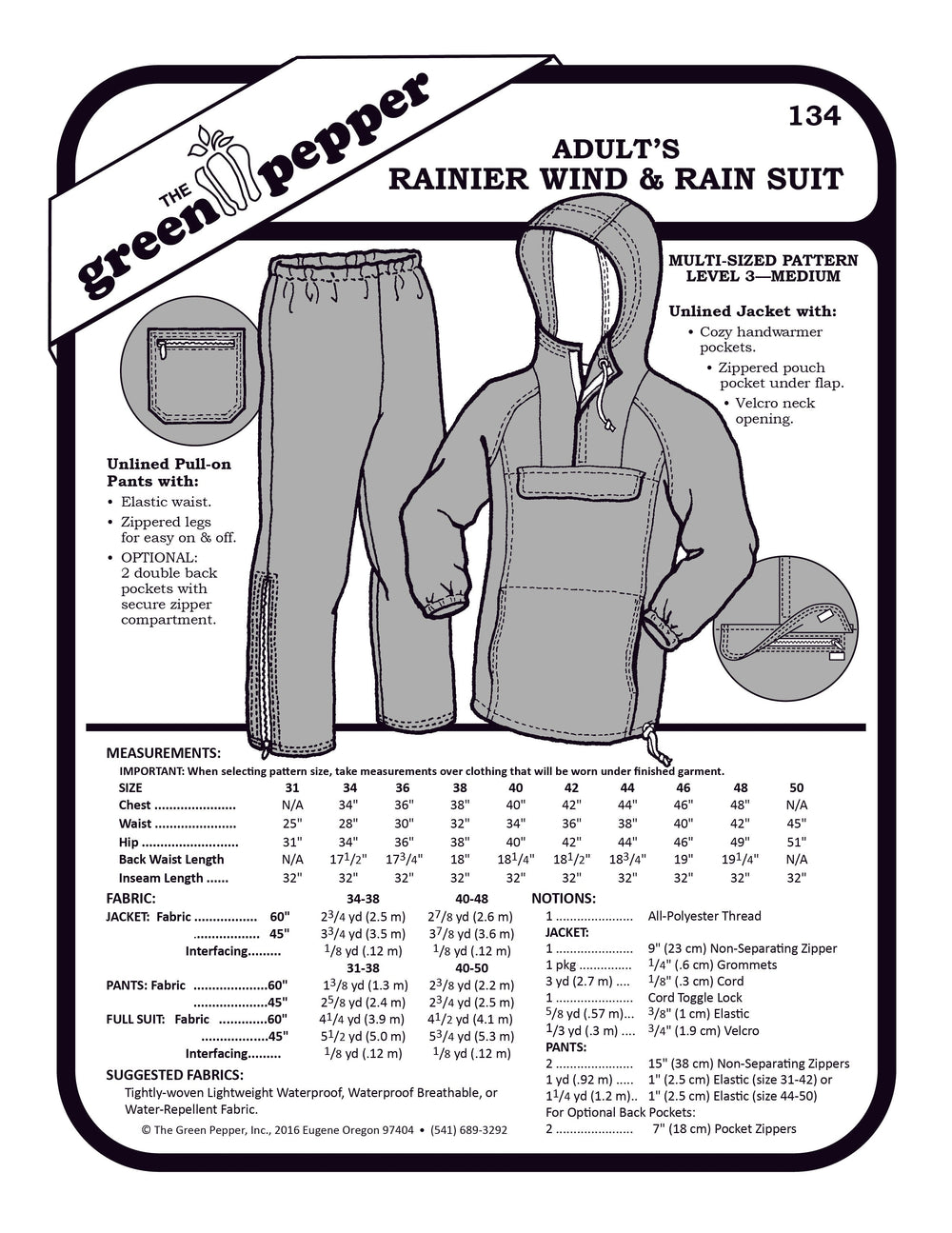 image of cover of adult rainier wind and rain suit