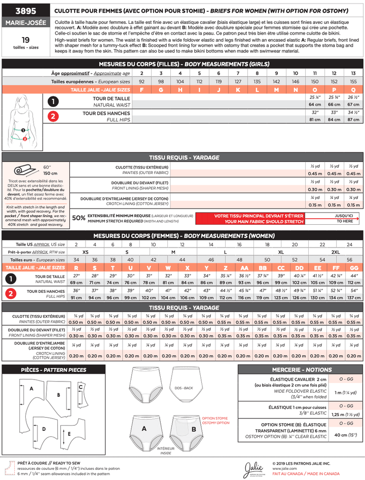 3895 // MARIE-JOSÉE Women's Briefs (with ostomy option) - Jalie