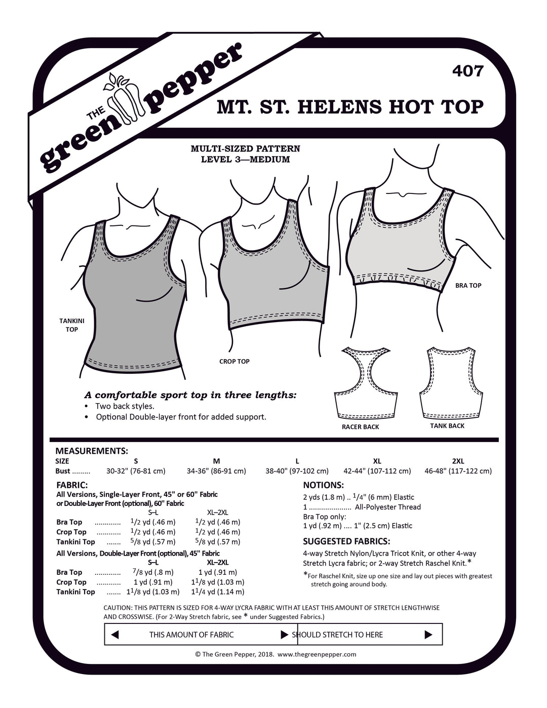 Cover for sewing pattern 407 Mt. St. Helens Hot Top