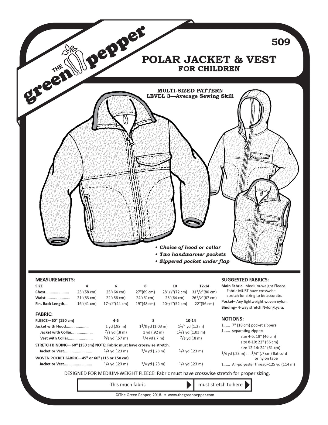 image of cover of sewing pattern for for 509 Polar Jacket and vest for children.