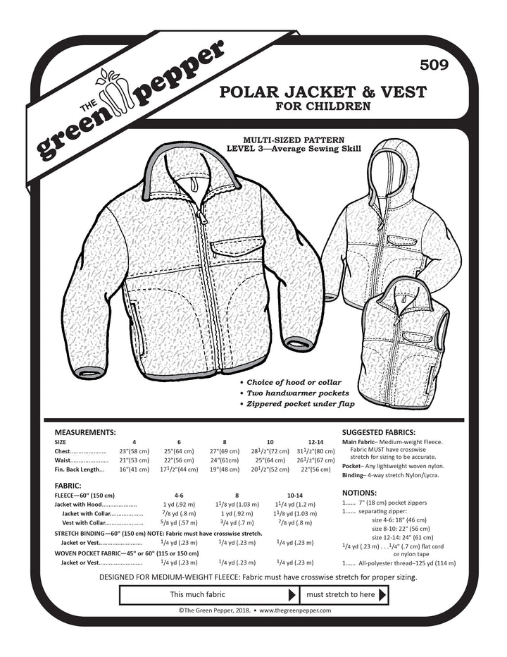 image of cover of sewing pattern for for 509 Polar Jacket and vest for children.
