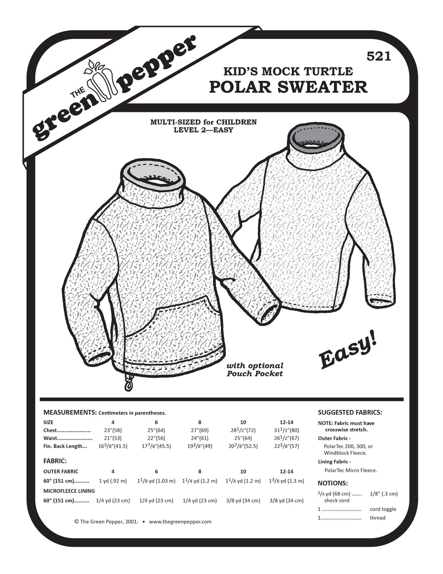 Cover of 'Kid's Mock Turtle Polar Sweater' with illustrations and text on a white background