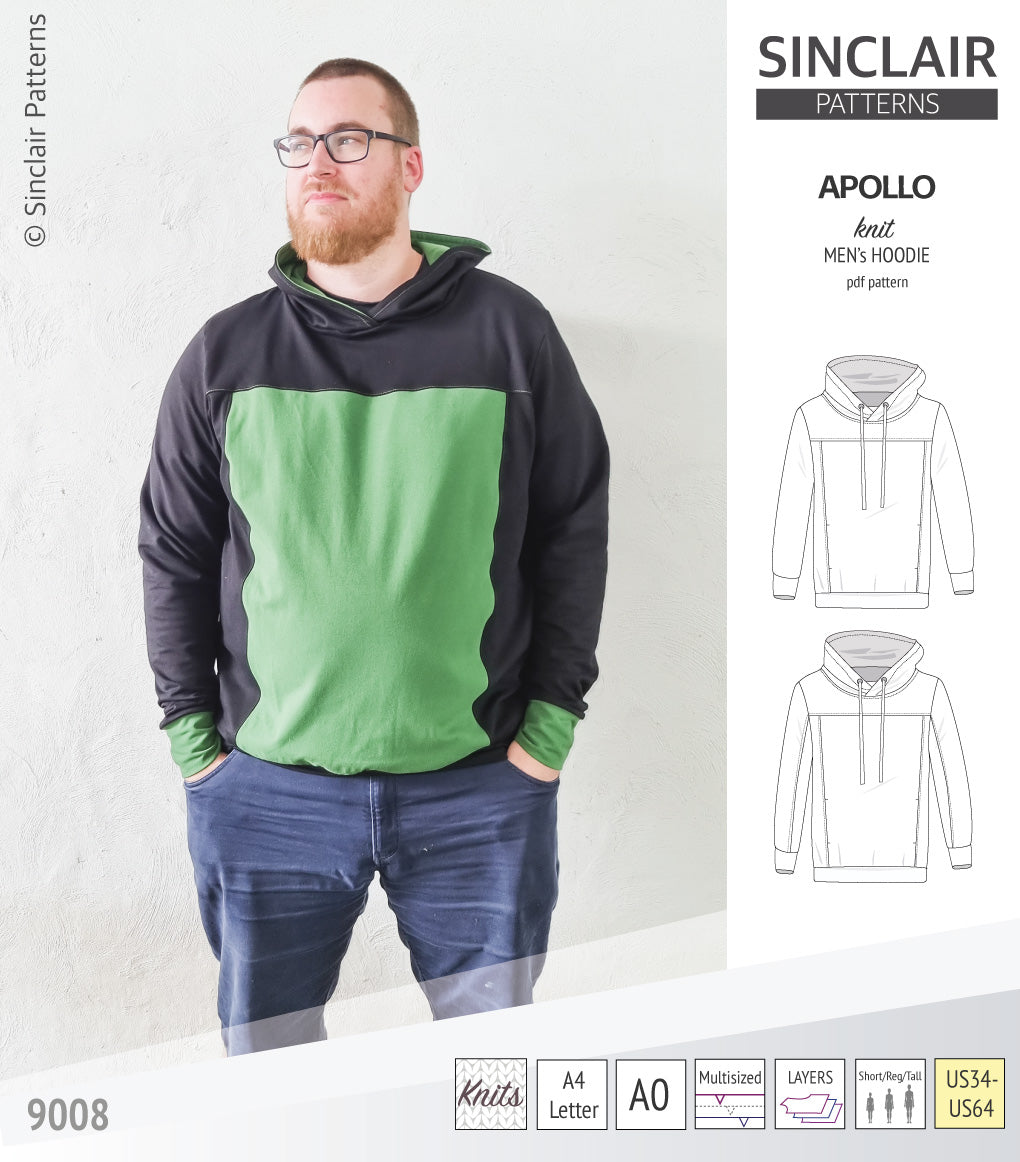 Apollo knit colorblocked hoodie for men (PDF) – Discovery Fabrics