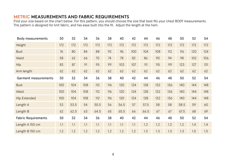 Boxy Raglan metric measurements