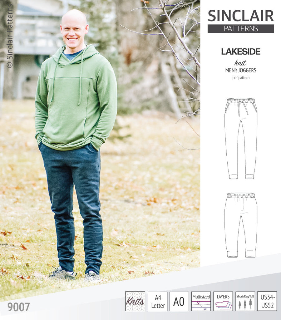 Pdf sewing pattern Lakeside knit joggers for men by Sinclair Patterns