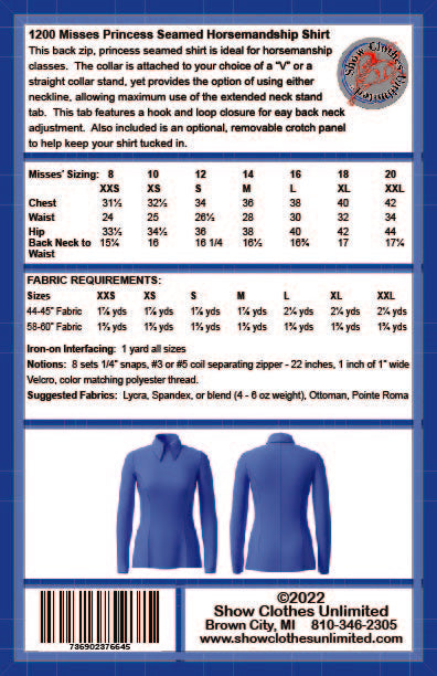 Misses Horsemanship Shirt Pattern #1200