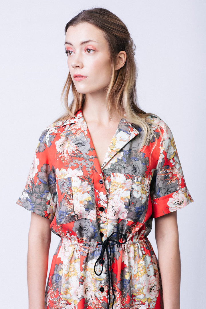 Dress with a shirt collar sewing pattern
