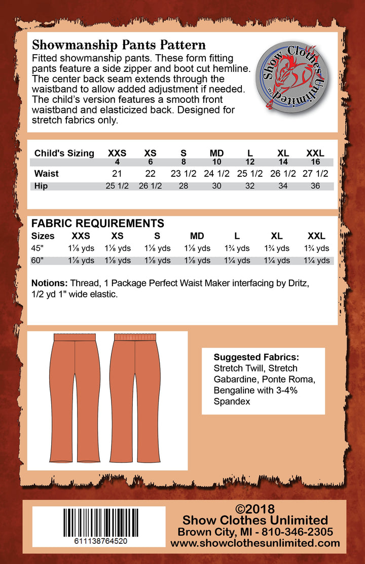 Showmanship pants - boot cut - Child - #3105
