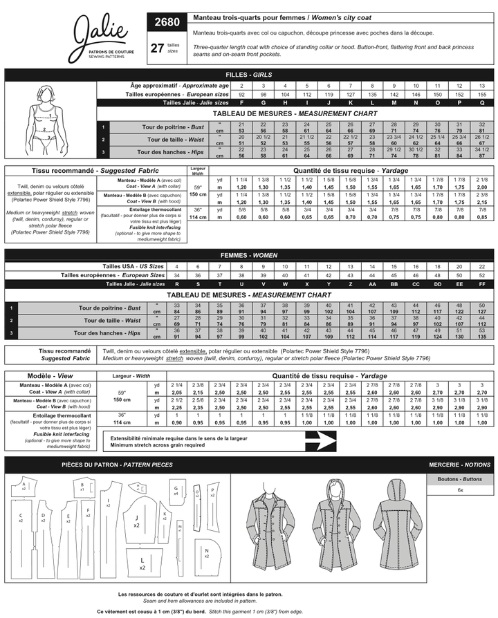 2680 // Stretch City Coat - Jalie