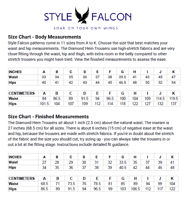 Style Falcon Diamond Hem Trousers Digital Sewing Pattern