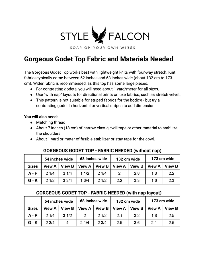 Style Falcon Gorgeous Godet Top Digital Sewing Pattern