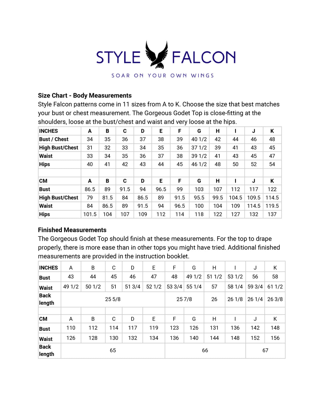 Style Falcon Gorgeous Godet Top Digital Sewing Pattern