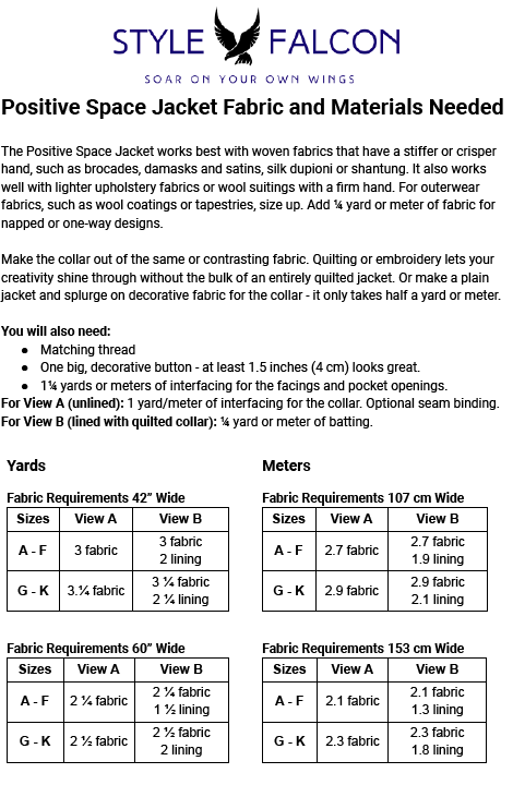 Style Falcon Positive Space Jacket Digital Sewing Pattern