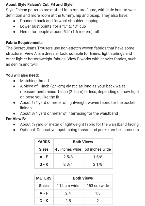 Style Falcon Secret Jeans Trousers Digital Sewing Pattern