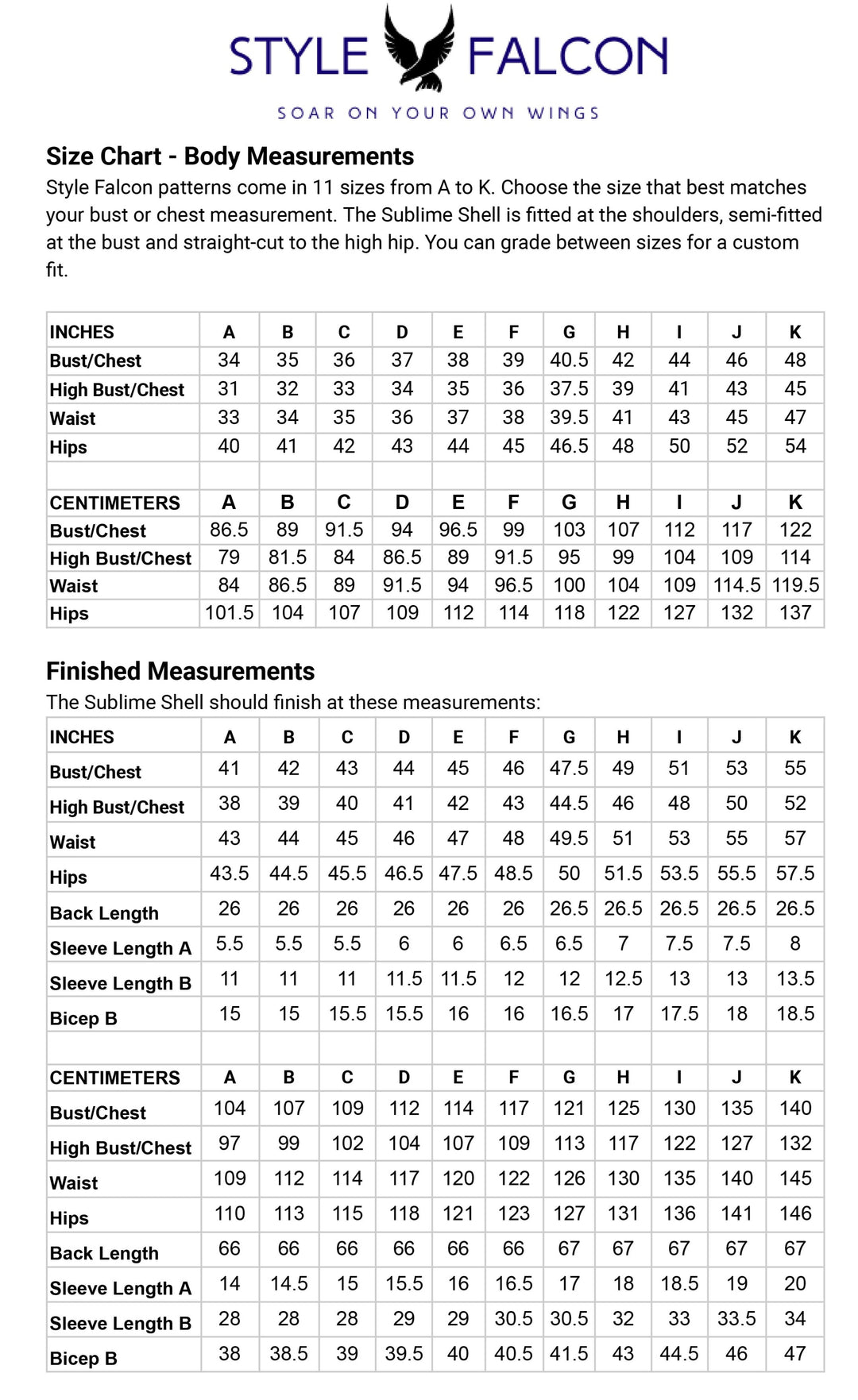 Style Falcon Sublime Shell Digital Sewing Pattern