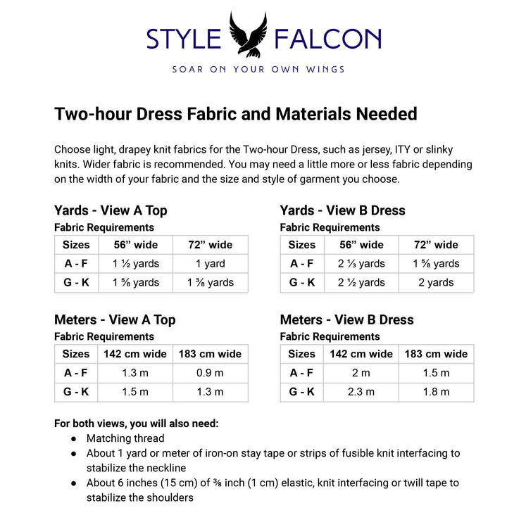Style Falcon Two-hour Dress Digital Sewing Pattern