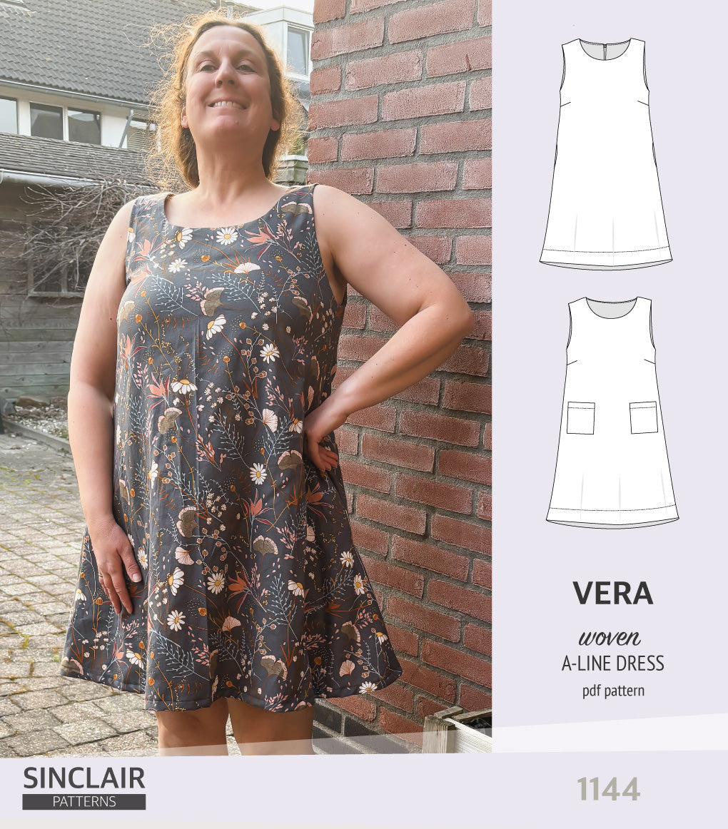 Vera A-line woven dress with pockets (PDF)