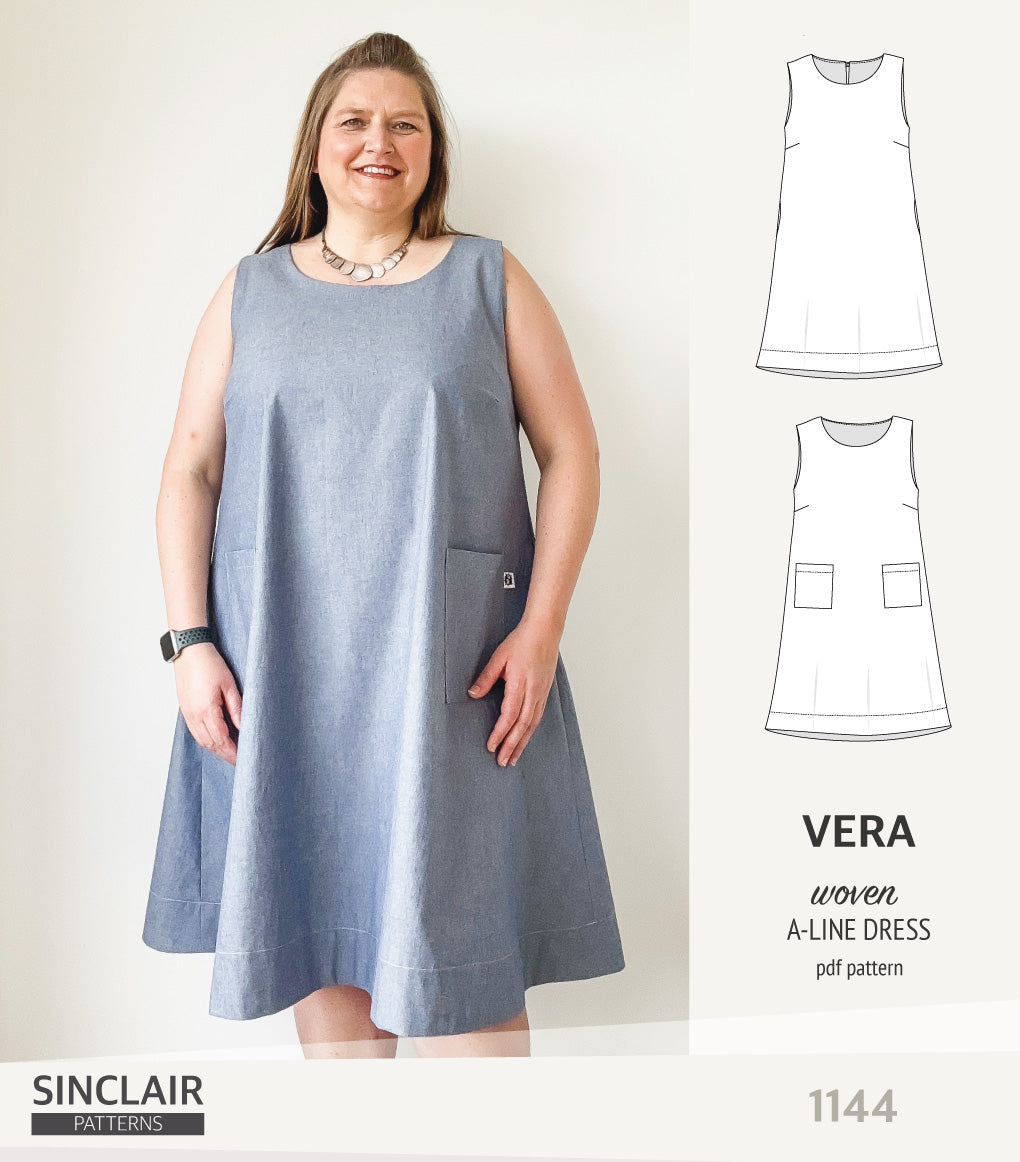 Vera A-line woven dress with pockets (PDF)