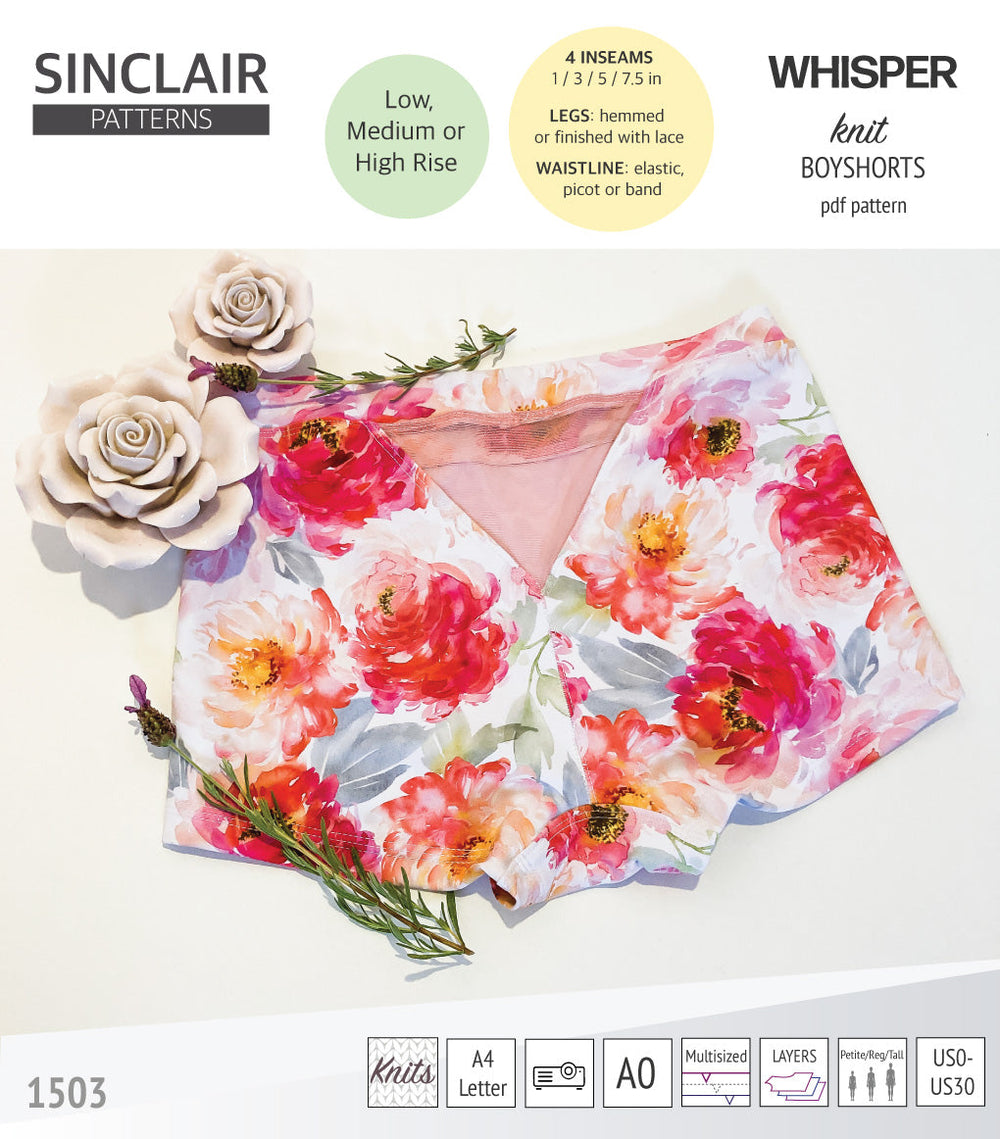 Whisper no front seam boyshorts with various inseams (PDF)